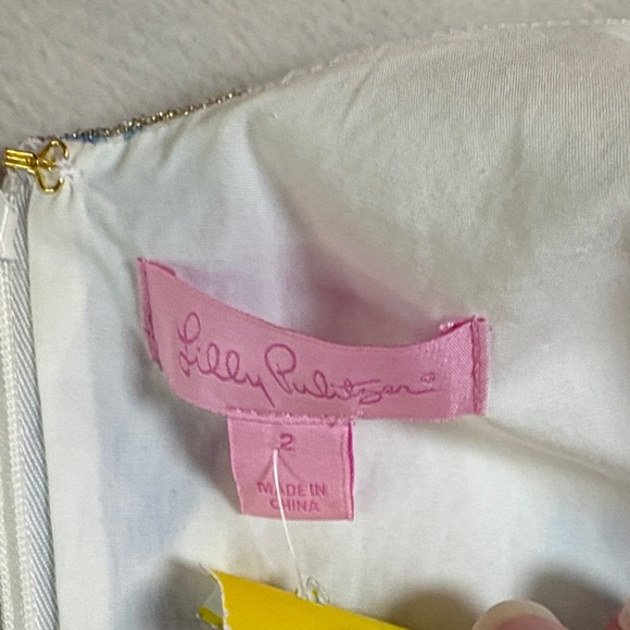 Lilly Pulitzer White Mini Dress with Blue and Teal Shell Print - Picture 2 of 8